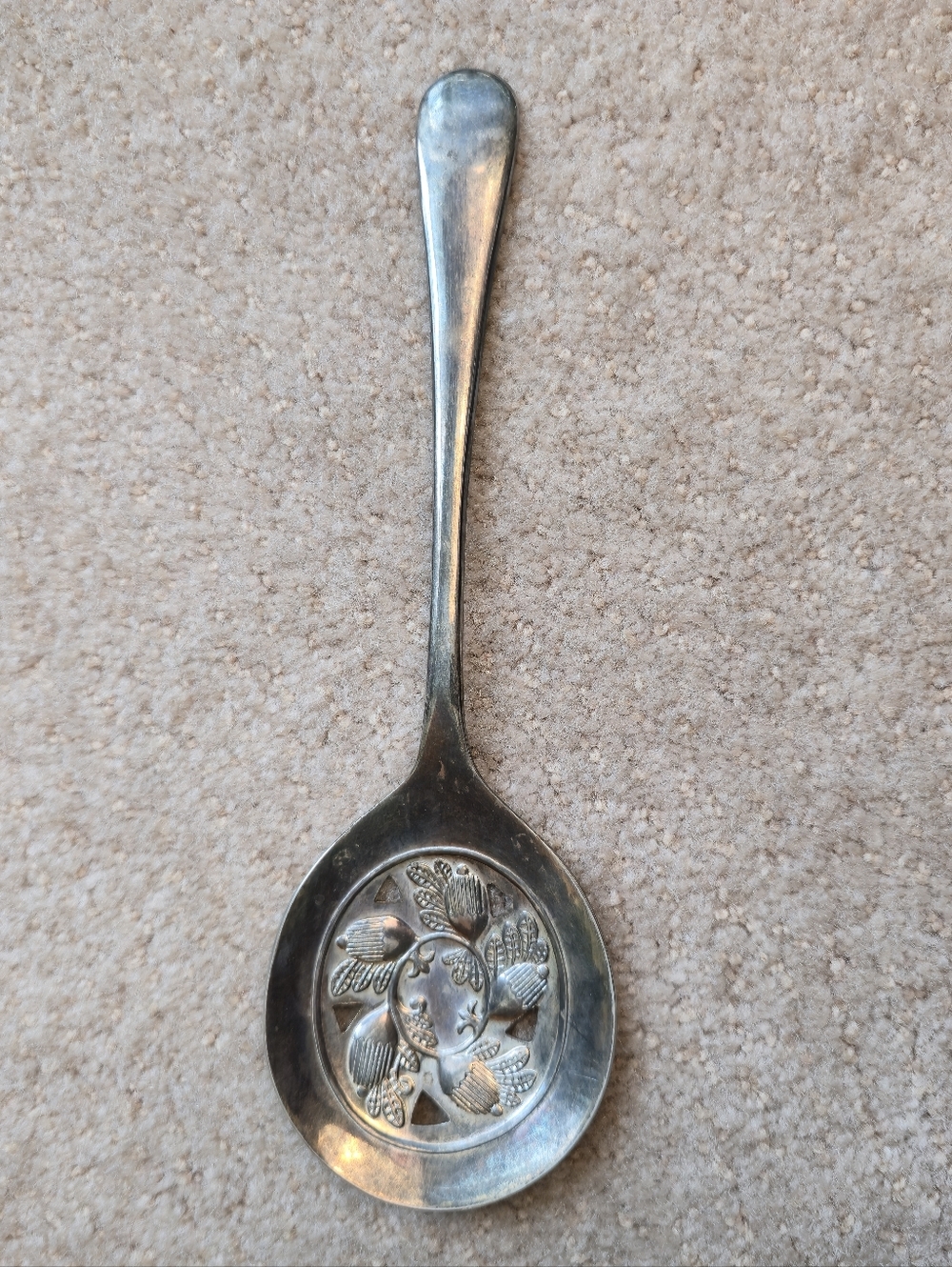 GODINGER Vintage Decorative Silver Plated Serving Spoon Acorn Pattern